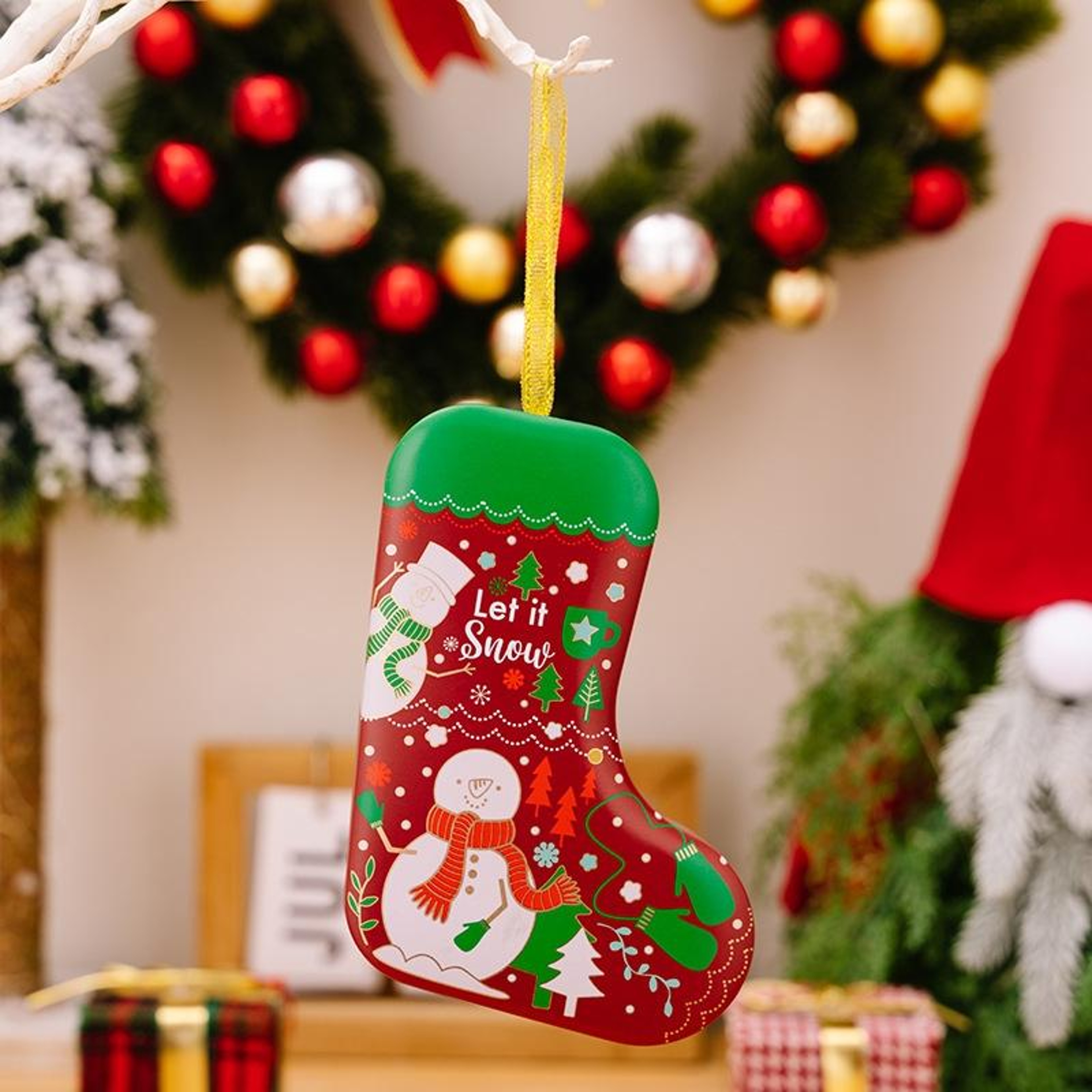 Christmas Stocking Shaped Tinplate Gift Box Ornament 10