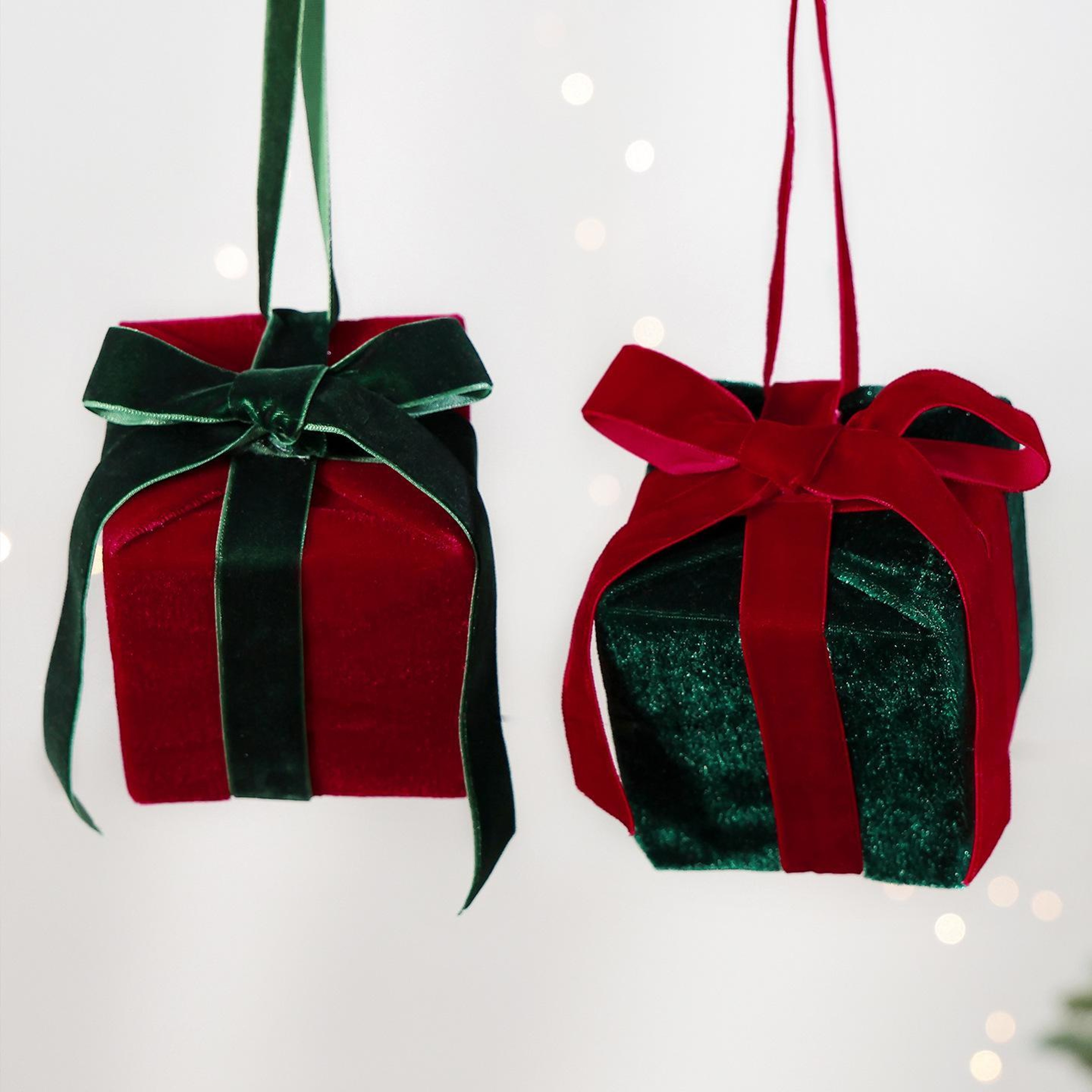 Velvet Christmas Gift Box Ornaments 315 Inch Plush Tree Decorations 1