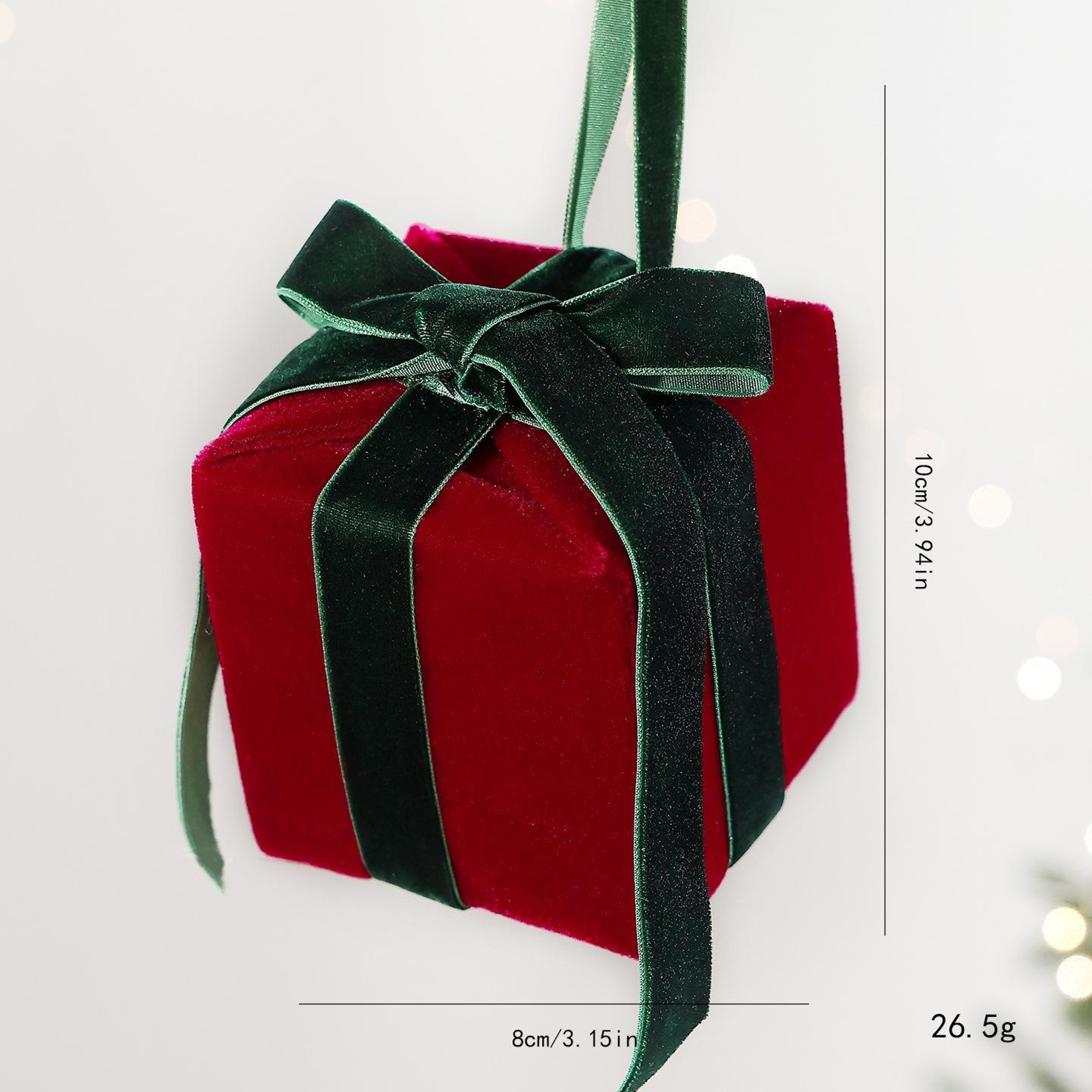 Velvet Christmas Gift Box Ornaments 315 Inch Plush Tree Decorations 5