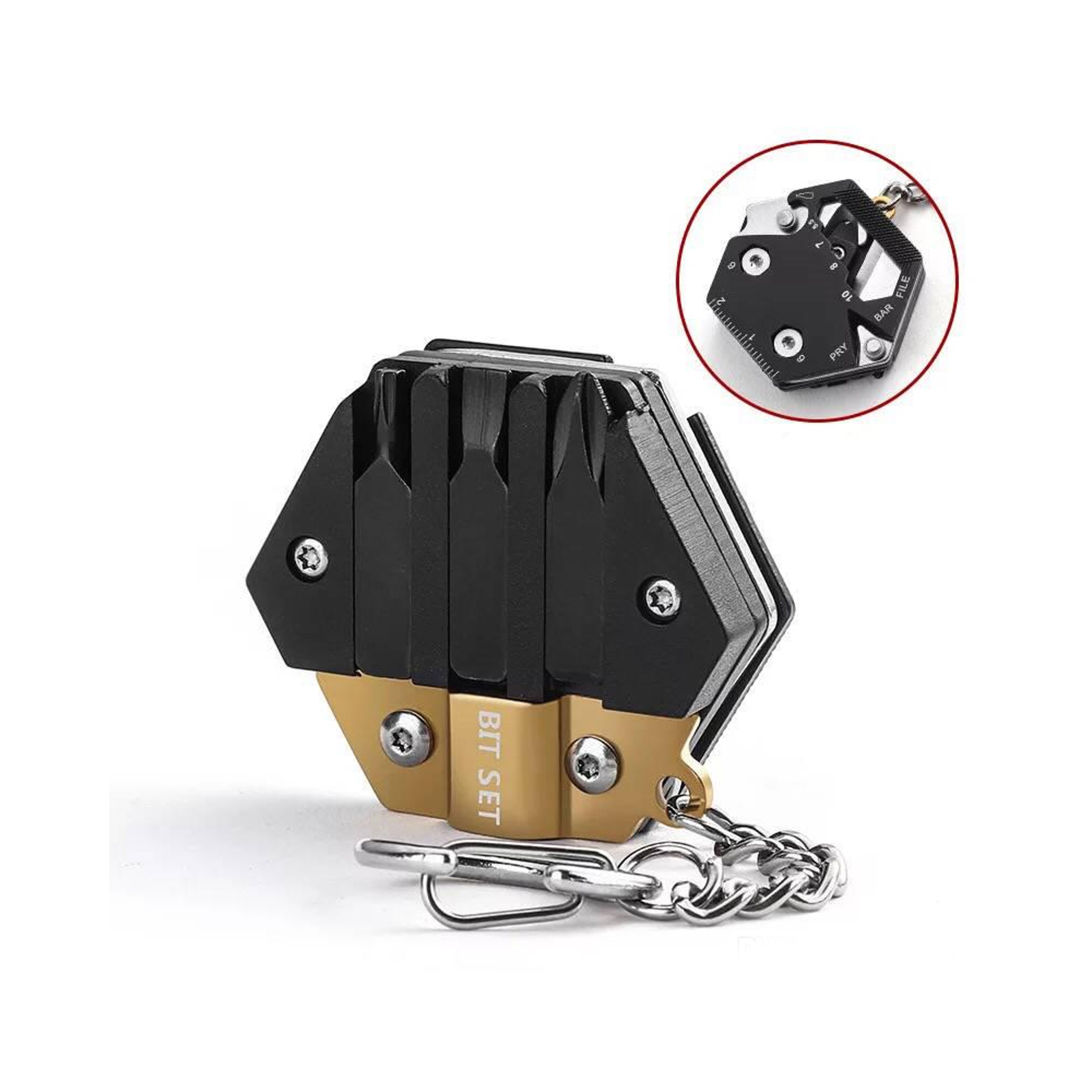 Multifunctional Hexagonal EDC Keychain brass