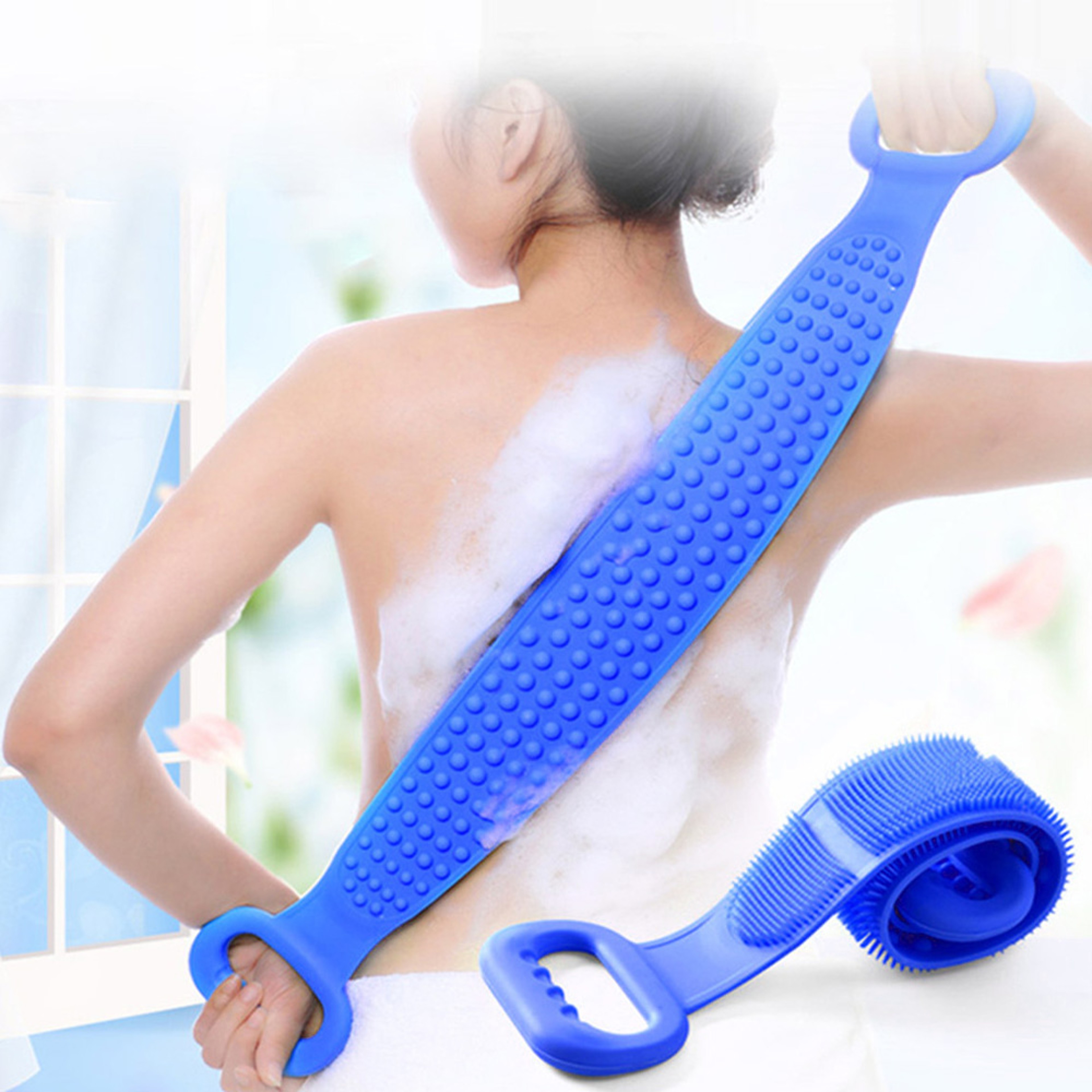Exfoliating Silicone Wet & Dry Body Scrubber Brush Blue