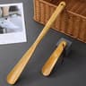 Set Of 2 Durable Wooden Shoe Horns  Long Handle Shoe Lifters 0