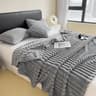 Soft Coral Fleece Multifunctional Blanket Solid Color Thickened Wide Striped Design for Bed, Cover, or Nap Use