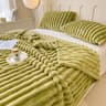 Soft Coral Fleece Multifunctional Blanket Solid Color Thickened Wide Striped Design for Bed, Cover, or Nap Use