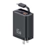 USAMS CC300 65W GaN Charger With Retractable USBC Cable 3 Port USBC Fast Charger US Plug 10