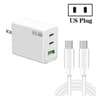 65W GaN Charger Fast Charging Adapter with Dual USB C USB A and Type C Cable US Plug
