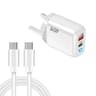 TE-PD45 45W GaN Charger Dual USB-C USB Fast Charger with PD3.0 Cable for Laptop Tablet and Phone