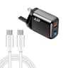 TE-PD45 45W GaN Charger Dual USB-C USB Fast Charger with PD3.0 Cable for Laptop Tablet and Phone