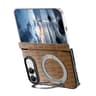 iPhone Duo Retro Crocodile Texture Dual-Hinge Magnetic Holder Case