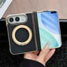 iPhone Duo Litchi Texture Magnetic Phone Case with Rotating Bracket