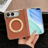 iPhone Duo Litchi Texture Magnetic Phone Case with Rotating Bracket
