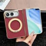 iPhone Duo Litchi Texture Magnetic Phone Case with Rotating Bracket