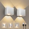 Rechargeable Motion Sensor Wall Lights Adjustable Warm White Indoor Outdoor Sconces Set Of 2 7