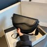 Vintage Small Saddle Shoulder Bag with Wide Strap