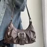 Vintage Leather Shoulder Bag Y2K Retro Armpit Purse