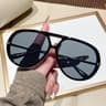 Trendy Oversized Pilot Sunglasses with Vintage Double Bridge