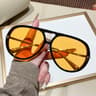 Trendy Oversized Pilot Sunglasses with Vintage Double Bridge