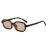 AuraGlow Chic Small Rectangle Sunglasses for Women with Statement Leopard Frame and Colorful Lenses