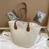 Summer Straw Beach Shopper Satchel and Woven Top-Handle Basket Bag