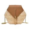 Handmade Hexagon Woven Straw Beach Bag and Leather Shoulder Purse