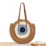 Handmade Round Straw Beach Bag  Bohemian Raffia Circle Rattan Shoulder Bag 9