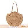 Handmade Round Straw Beach Bag  Bohemian Raffia Circle Rattan Shoulder Bag 10