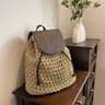 Handmade Bohemian straw backpack and summer shoulder bag for beach and travel