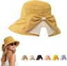Womens Bowknot Wide Brim Sun Hat Foldable UV Protection Beach Hat