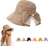 Womens Bowknot Wide Brim Sun Hat Foldable UV Protection Beach Hat