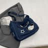 Korean Cartoon Embroidered Washed Denim Student Crossbody Tote Bag