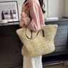 Chic Woven Straw Tote Bag Large Capacity Summer Beach Shoulder Handbag