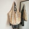 Colored Pearl Knit Beach Handbag and Casual Woven Shoulder Tote
