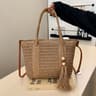 Casual Knitted Straw Beach Bag Large Woven Summer Shoulder Tote