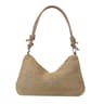 Chic Woven Straw Shoulder Bag with Knotted Leather Handles