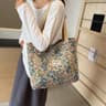 Floral Canvas Tote Bag and Embroidered Shoulder Bag
