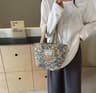 Floral Canvas Tote Bag and Embroidered Shoulder Bag