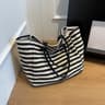 Aria Striped Canvas Tote Bag for Women, Large Shoulder Bag and Beach Travel Bookbag