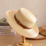 French Straw Sun Hat with Leather Buckle