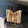 Classic Striped Retro Straw Woven Handbag & Beach Tote