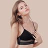Low Back Wireless Lifting U-Back Lace Bra Black