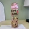 Transparent Cartoon Water Bottle With Carry Strap Leakproof Portable Sports Cup 8