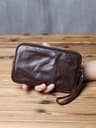 Vintage Genuine Leather Wallet  Phone Bag For Men And Women Zippered Cowhide Card Holder 8