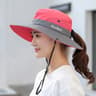 Womens Wide Brim Bucket Hat With Ponytail Hole Quick Dry Outdoor Sun Protection Hat 3