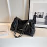 Vintage Black Chain Shoulder Bag Large Capacity Textured Tote For Women 4
