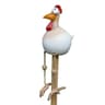 Funny Big Eyed Chicken Statue Long Foot Hen Sculpture For Garden Fence  Lawn Wooden Stake Decoratio 6