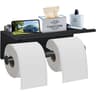 Premium Wall Mount Double Toilet Paper Holder with Shelf Durable Stainless Steel Bathroom Accessory with Phone Tray