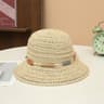 Elegant Women Straw Bucket Hat Wide Brim UV Protection Crochet Beach Sun Hat 2