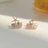 Ocean Style Starfish Earrings with Blue Shell, Pearl & Zircon Stud Design