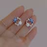 Ocean Style Starfish Earrings with Blue Shell, Pearl & Zircon Stud Design