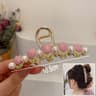 Sweet Bloom Flower Hair Claw Clip for Women Cute Shark Hair Clip Ponytail Hair Accessory